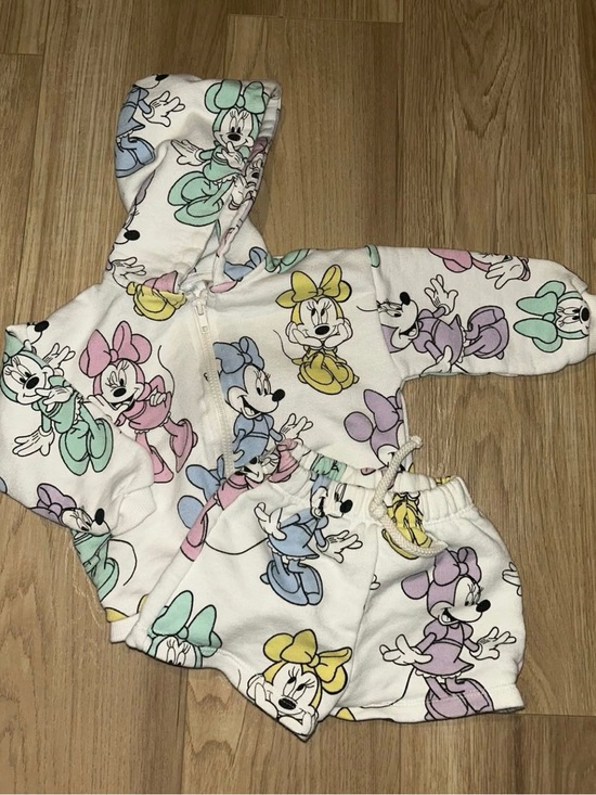 Zara Other - Minnie Mouse Pastel Hoodie & Shorts Set